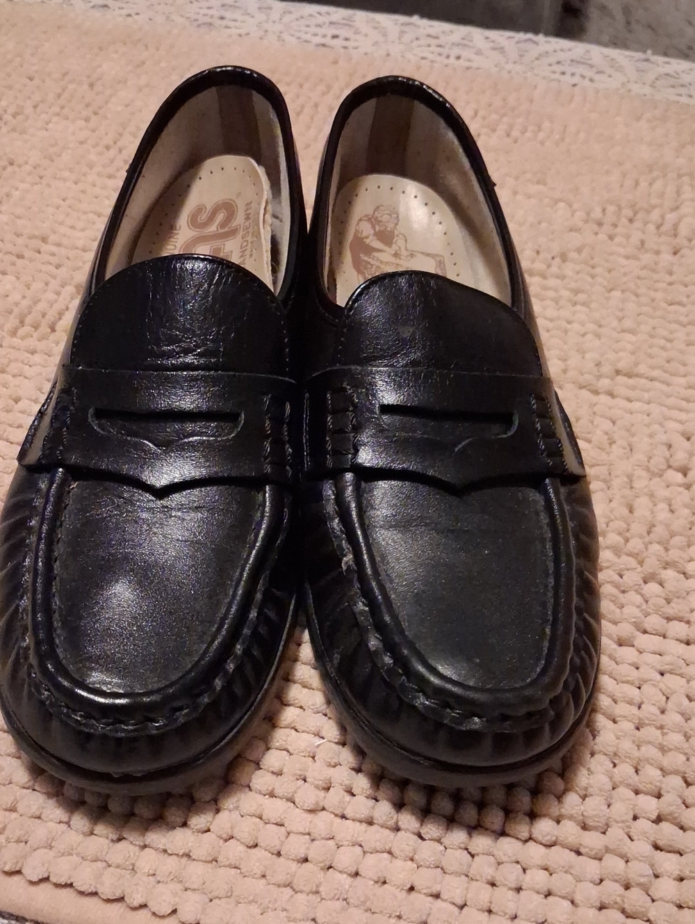 SAS Black Leather Penny Loafers